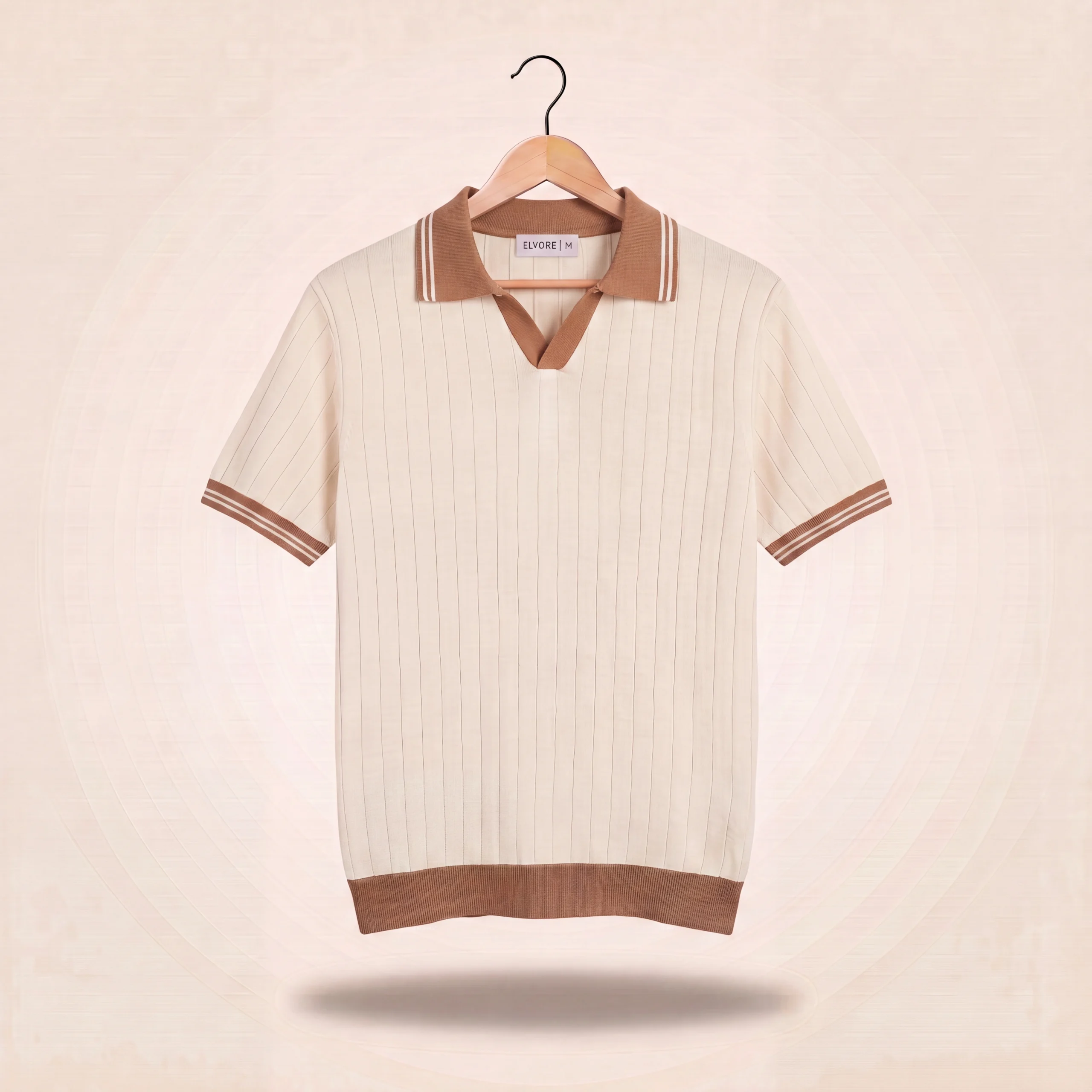 CREAM AND BROWN DROP KNITTED SHIRT