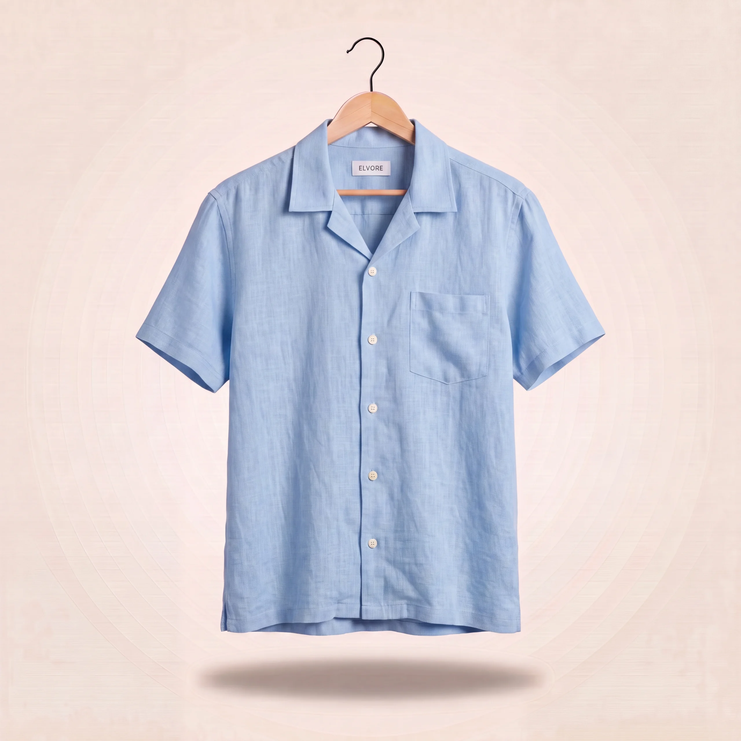 LINEN CUBAN COLLAR SHIRT - SKY BLUE
