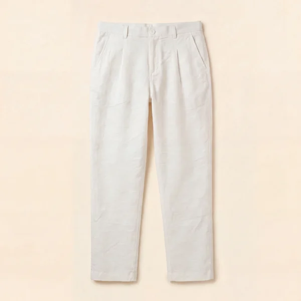 TEXTURED LINEN RELAX-FIT TROUSER – OFF-WHITE