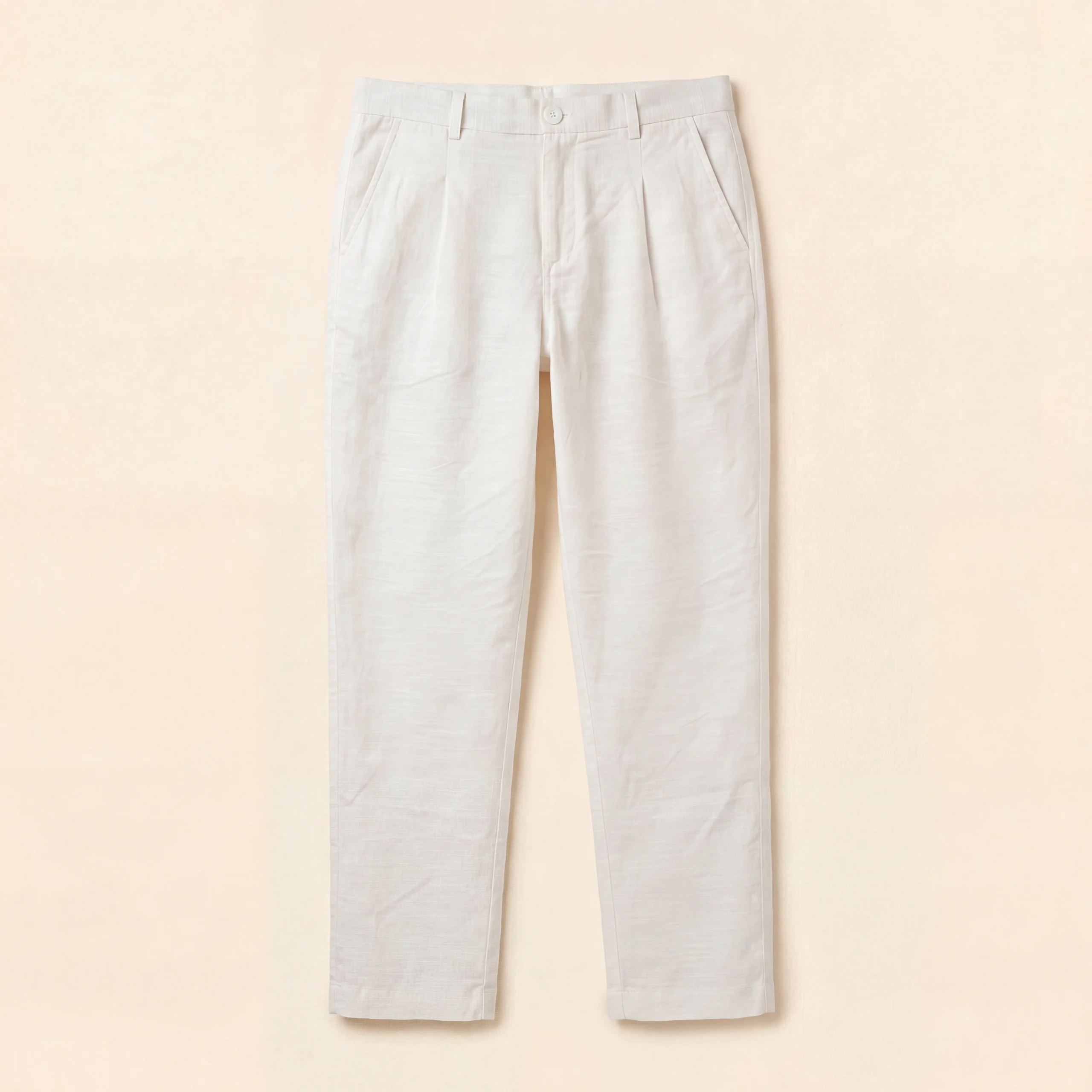 LINEN WIDE LEG PANTS - WHITE