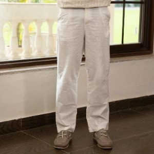 TEXTURED LINEN RELAX-FIT TROUSER – OFF-WHITE - Image 4